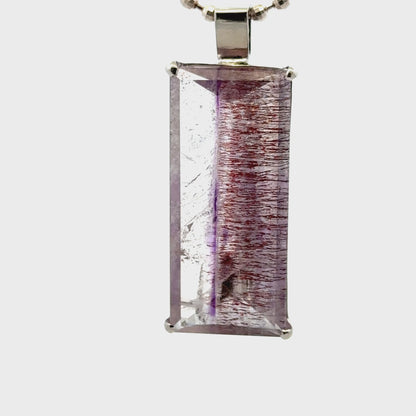 Sacred Seven Rectangular Pendant – Handcut Faceted Jewelry in 925 Sterling Silver