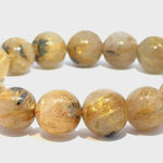 Bracelet: Golden Rutilated With Hemitite Bracelet