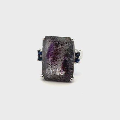 Sacred Seven with Sapphire Ring – 925 Sterling Silver – AAA Quality