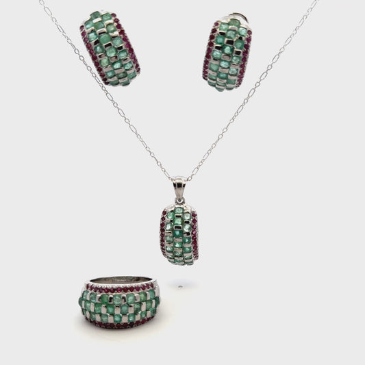 Emerald & Ruby Jewelry Set