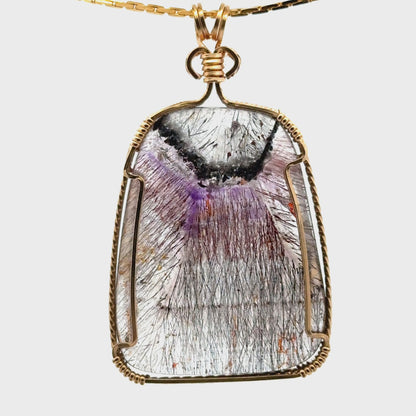 Sacred Seven Freeform Pendant – 14k Yellow Gold Filled Wire-Wrapped Natural Gemstone in 925 Sterling Silver