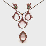 Ruby, Emerald, Star Rose Quartz, 925 Sterling Silver, Rose Gold Plated