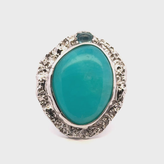Amazonite AAA Sterling Silver 925 Ring with Apatite