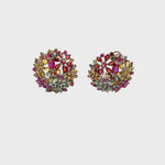 Ruby & Sapphire Jewelry Set – Handmade Natural Ruby & Sapphire Earrings, Pendant & Ring in 925 Sterling Silver, Rhodium Plated (Each Piece Also Sold Separately)