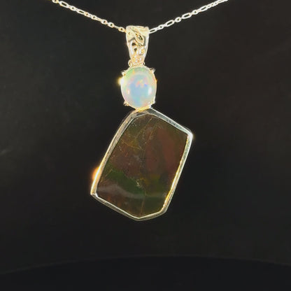 Ammolite & Mexican Jelly Opal Pendant