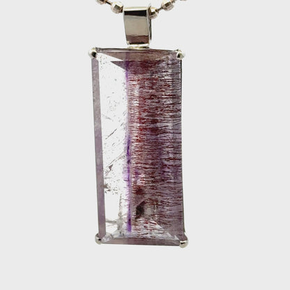Sacred Seven Rectangular Pendant – Handcut Faceted Jewelry in 925 Sterling Silver