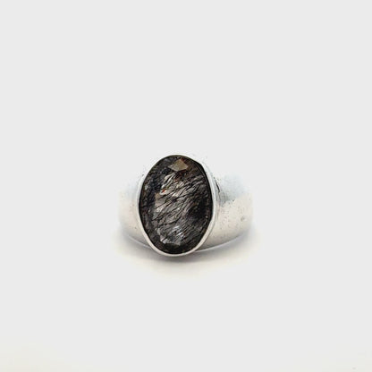 Sacred Seven Oval Bezel Ring – Bold Natural Gemstone Statement Jewelry in 925 Sterling Silver