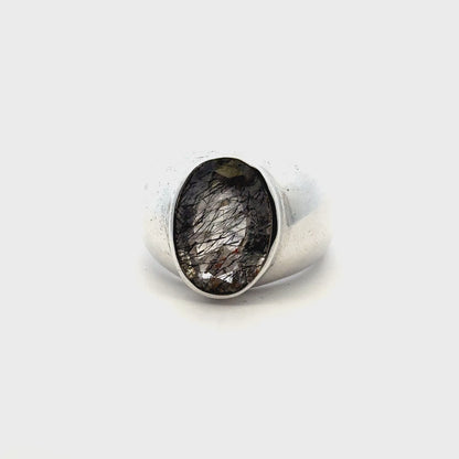 Sacred Seven Oval Bezel Ring – Bold Natural Gemstone Statement Jewelry in 925 Sterling Silver