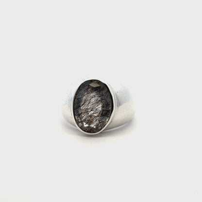 Sacred Seven Oval Bezel Ring – Bold Natural Gemstone Statement Jewelry in 925 Sterling Silver