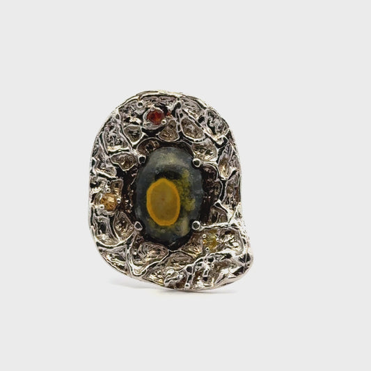 Bumble Bee Jasper & Sapphire Ring