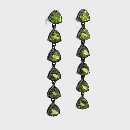 Peridot Pendant and Earrings - Sterling Silver, Black Rhodium