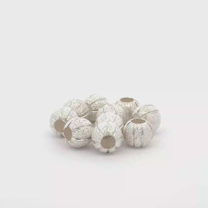 925 Sterling Silver Pack of 10 Pumpkin Beads