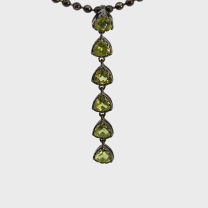 Peridot Pendant and Earrings - Sterling Silver, Black Rhodium