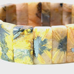 Bracelet: Golden Rutilated Quartz With Hematite Crystal Bangle Bracelet