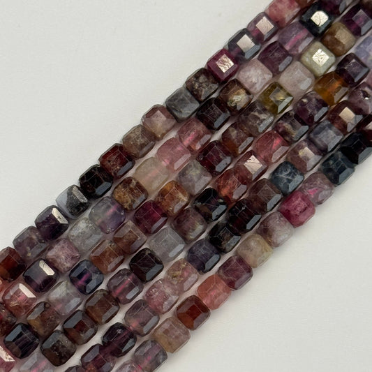 Red Spinel Faceted Square Beads
