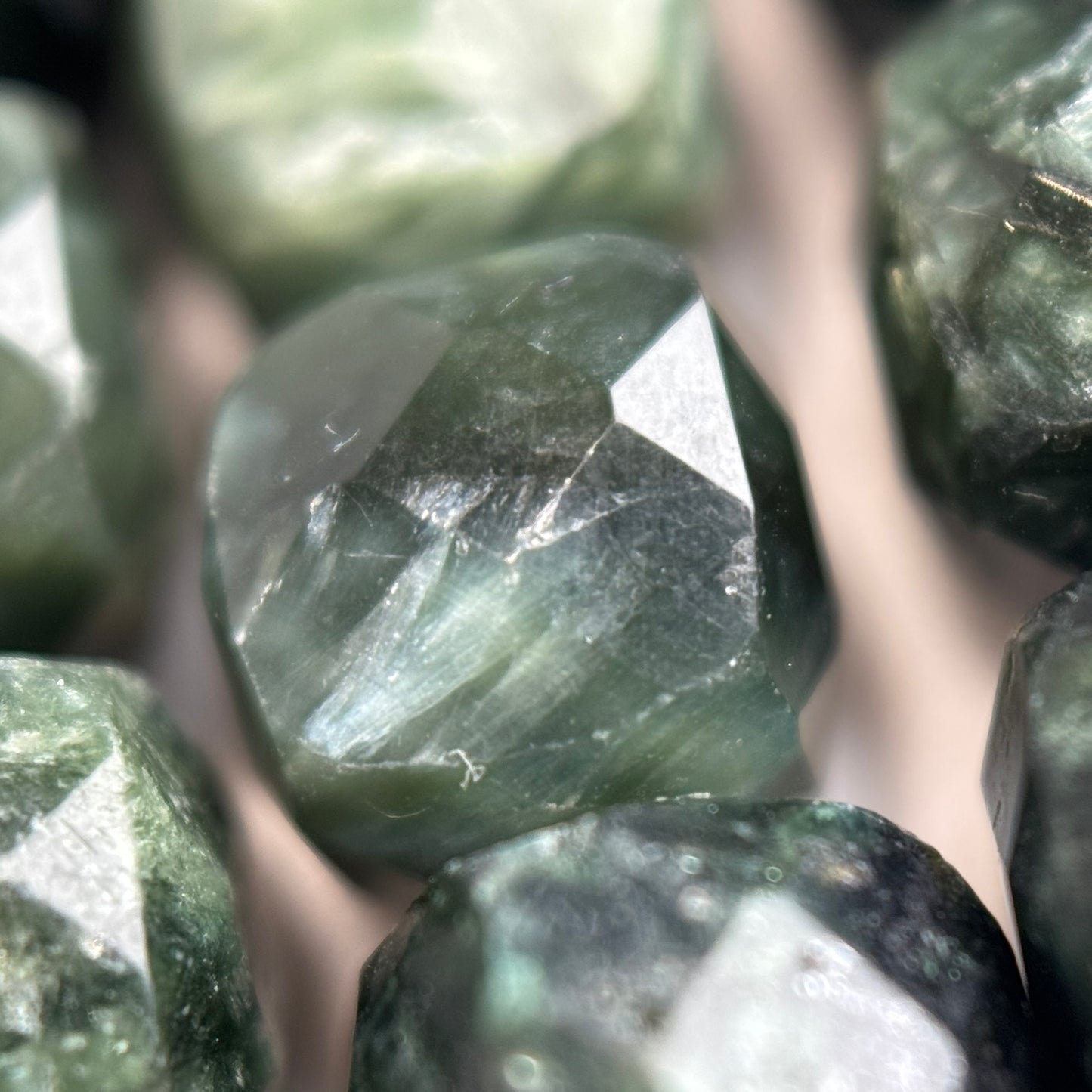Seraphinite Faceted Square Beads
