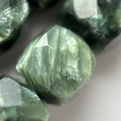 Seraphinite Faceted Square Beads - (AA Quality)