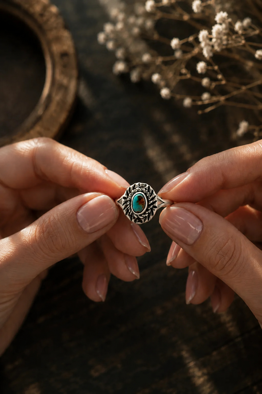 Hands holding a diamond ring for expert jewelry services